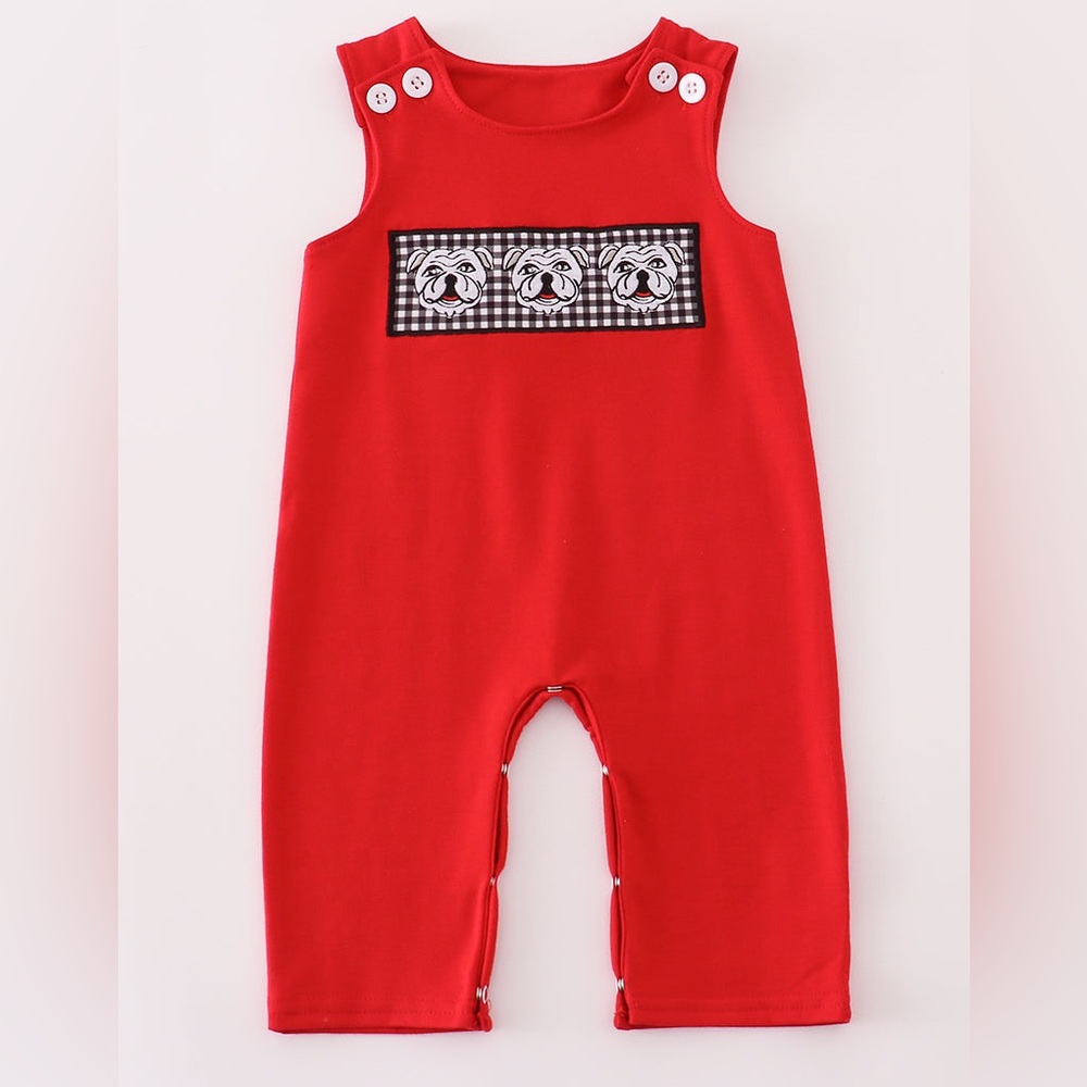 Georgia Bulldog Gingham Jon Jon Romper – New
